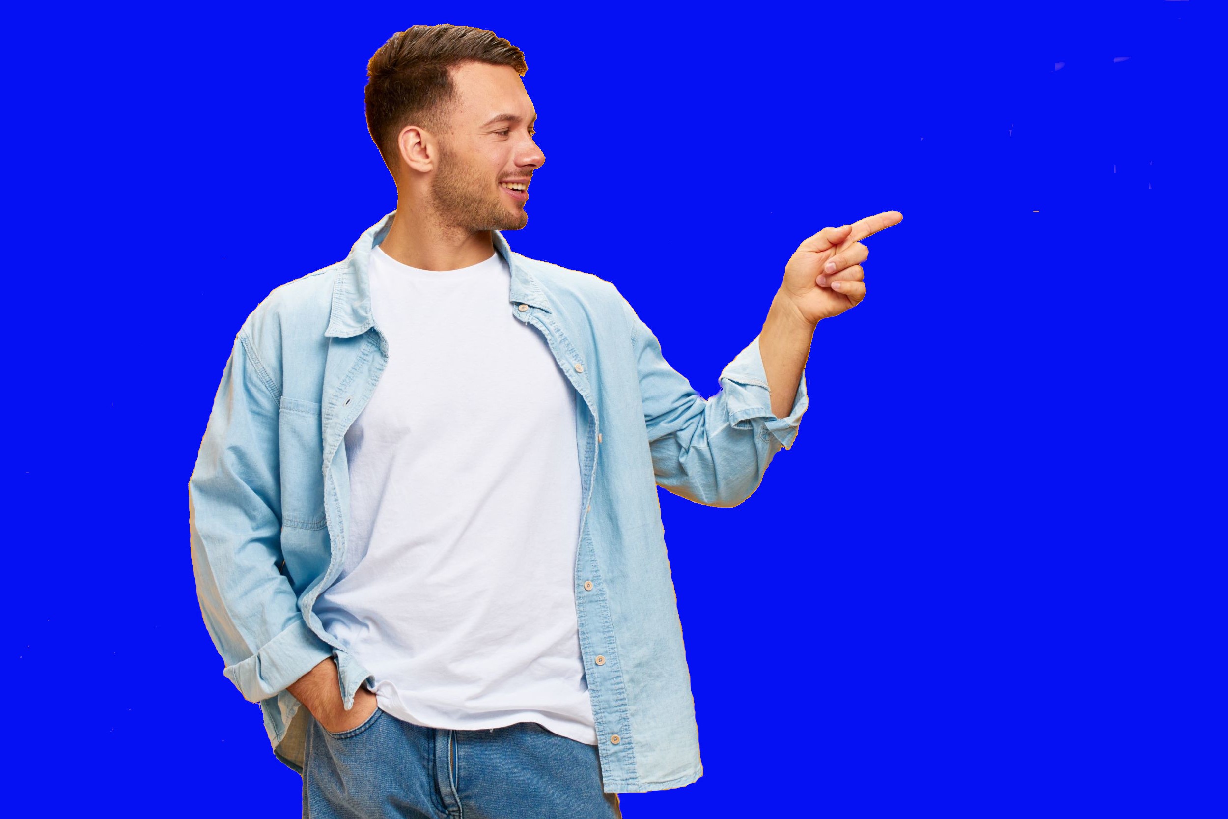 Man Pointing Right Shutterstock 2171508291